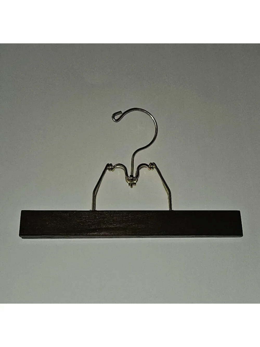 Dark Brown Wooden Clamp Hanger Gold Tone Hook 10
